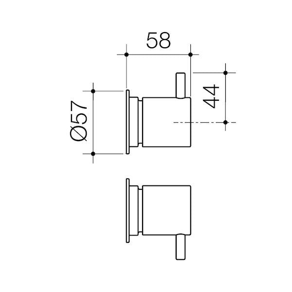Technical Drawing - Caroma Contemporary Lever Wall Handle Set