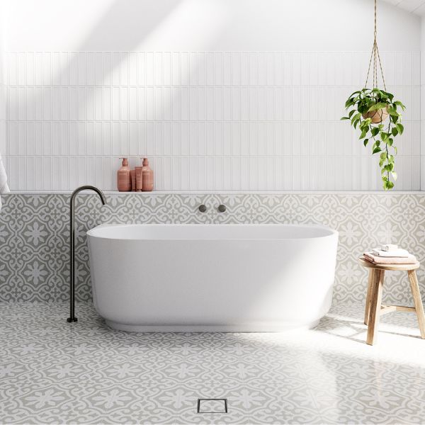 Meir Circular Wall Taps - Shadow with Baö Elegant Back to Wall Bath - The Blue Space