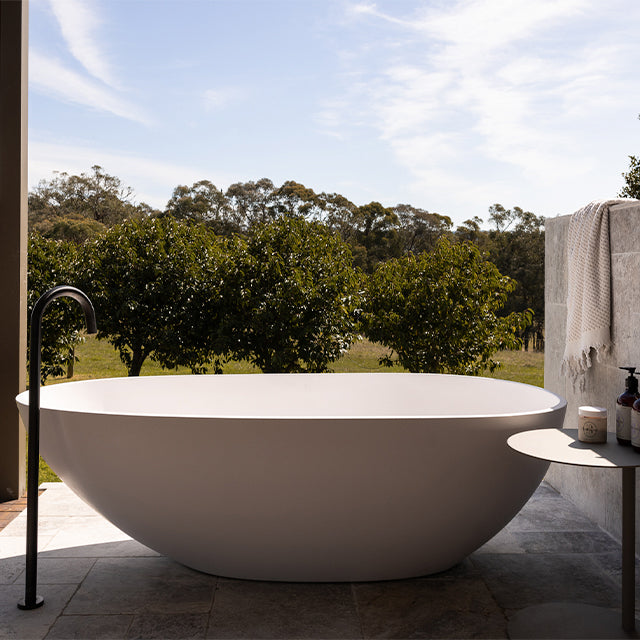 Meir Freestanding Round Bath Mixer with Hand Spray - Shadow
Buildher Collective x the blue space