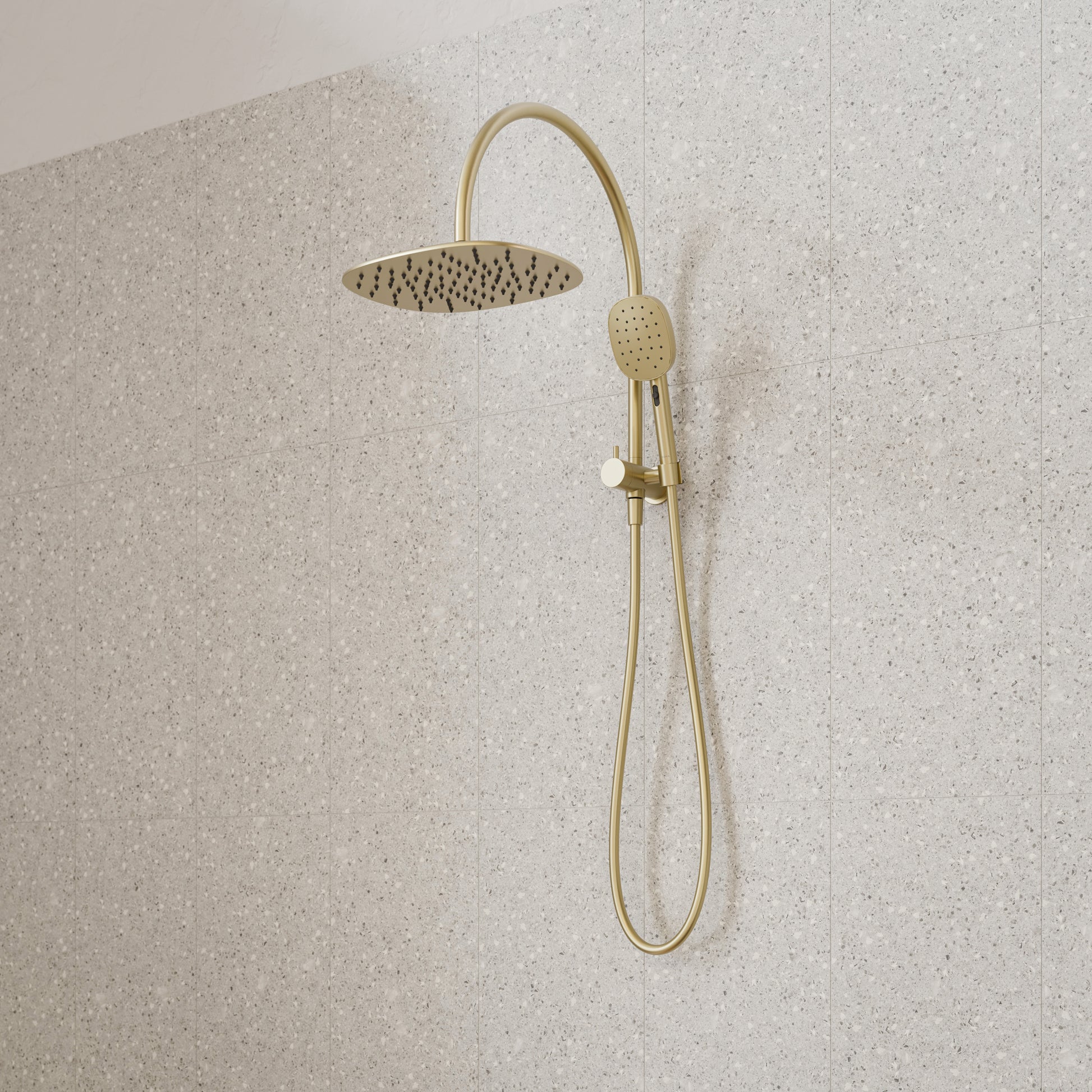 Caroma Contura II Compact Twin Shower - Brushed Brass