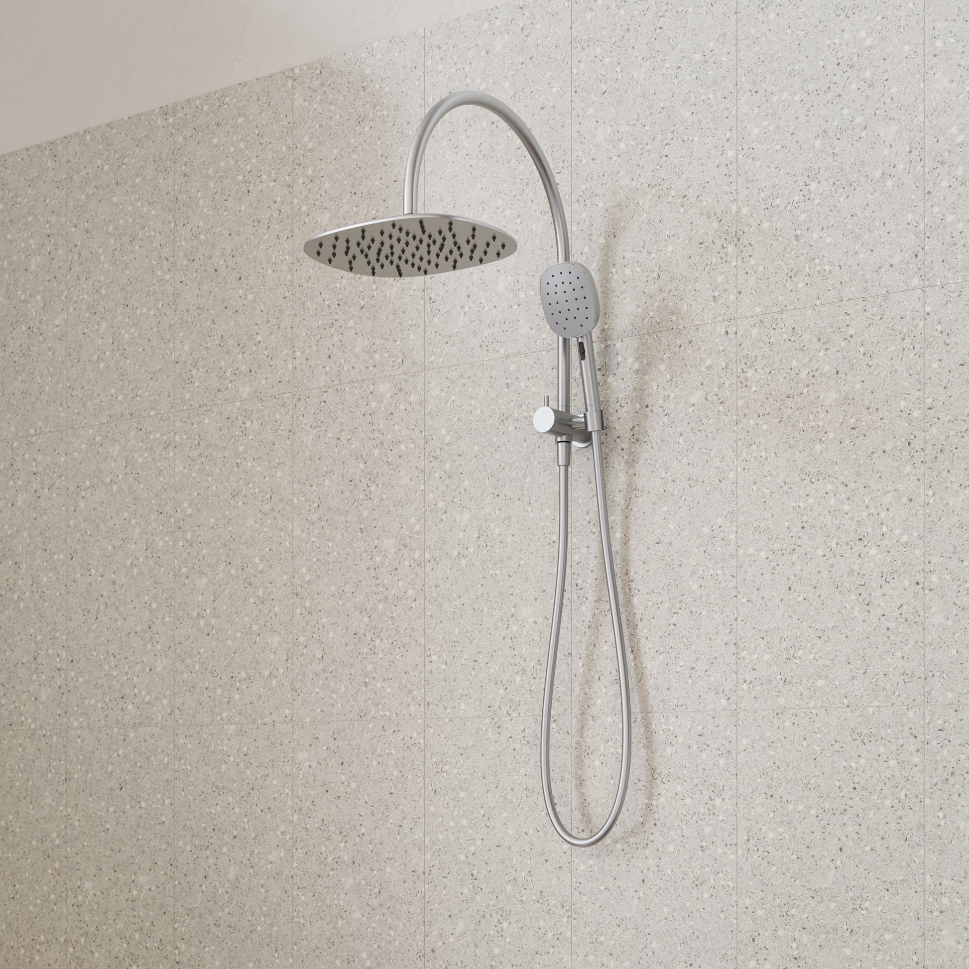 Caroma Contura II Compact Twin Shower - Brushed Nickel
