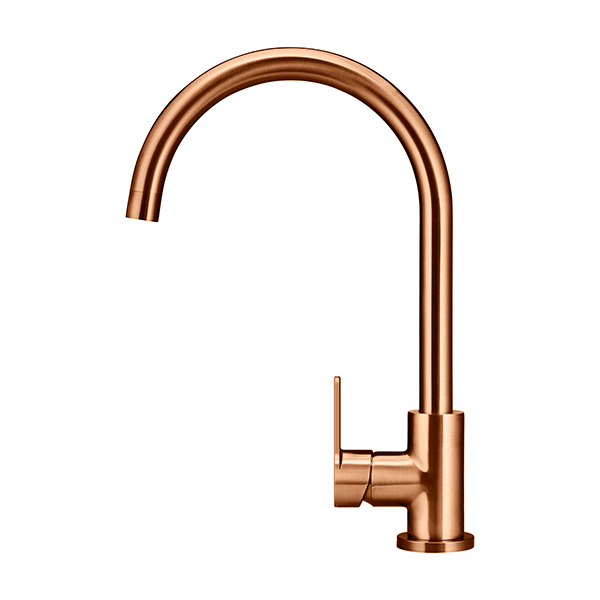 Meir Paddle Round Gooseneck Kitchen Sink Mixer Tap Lustre Bronze