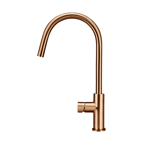 Meir Pinless Round Pull Out Kitchen Sink Mixer Tap Lustre Bronze