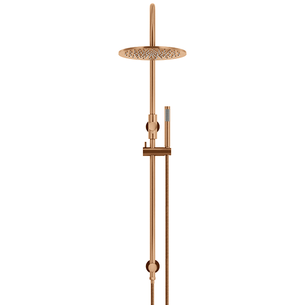 Meir Curved Combination Shower Rail 300mm Rose & Hand Shower Lustre Bronze