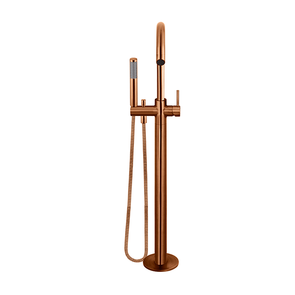 Meir Freestanding Round Bath Mixer with Hand Spray Lustre Bronze