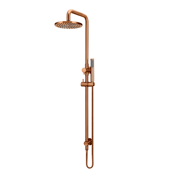 Meir Round Combination Shower Rail 200mm Rose & Hand Shower Lustre Bronze