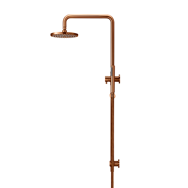 Meir Round Combination Shower Rail 200mm Rose & Hand Shower Lustre Bronze