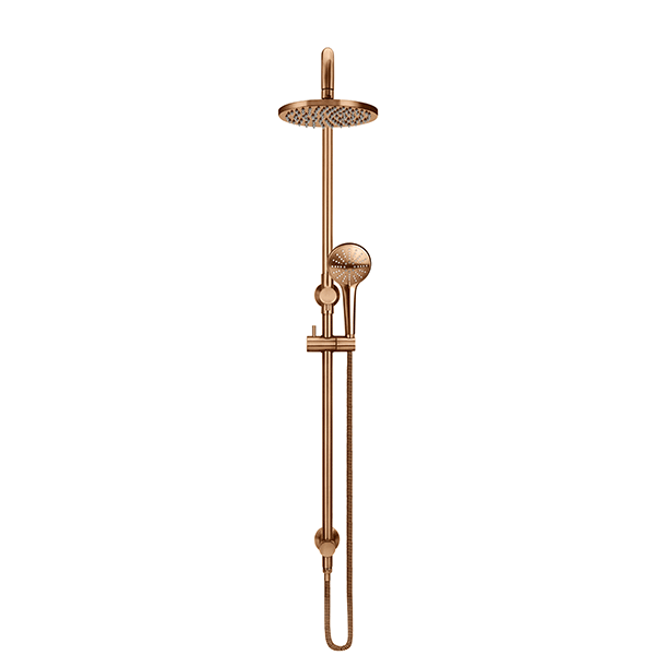 Meir Round Combination Shower Rail 200mm, 3 Function Hand Shower Lustre Bronze