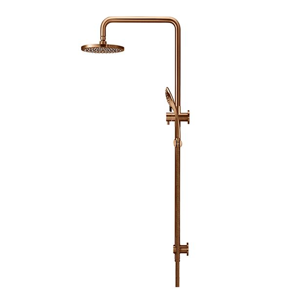 Meir Round Combination Shower Rail 200mm, 3 Function Hand Shower Lustre Bronze