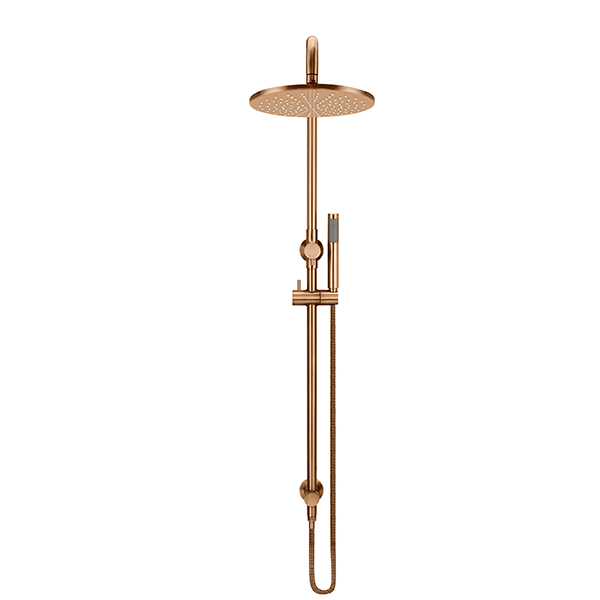 Meir Round Combination Shower Rail 300mm Rose & Hand Shower Lustre Bronze
