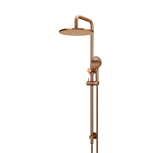 Meir Round Combination Shower Rail 300mm, 3 Function Hand Shower Lustre Bronze