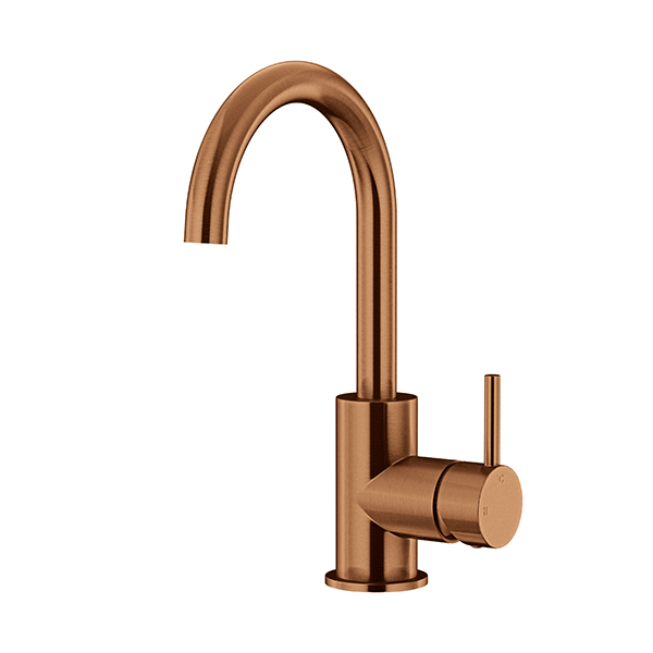 Meir Round Gooseneck Basin Mixer Lustre Bronze