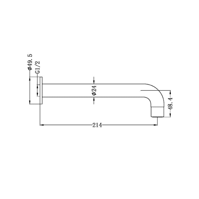 Technical Drawing Nero Opal Double Towel Rail 215mm Brushed Nickel NR250803200BN - The Blue Space