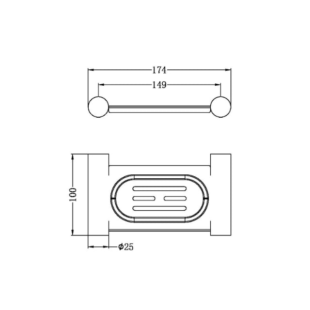 Technical Drawing Nero New Mecca Soap Dish Holder Gun Metal NR2381GM | The Blue Space