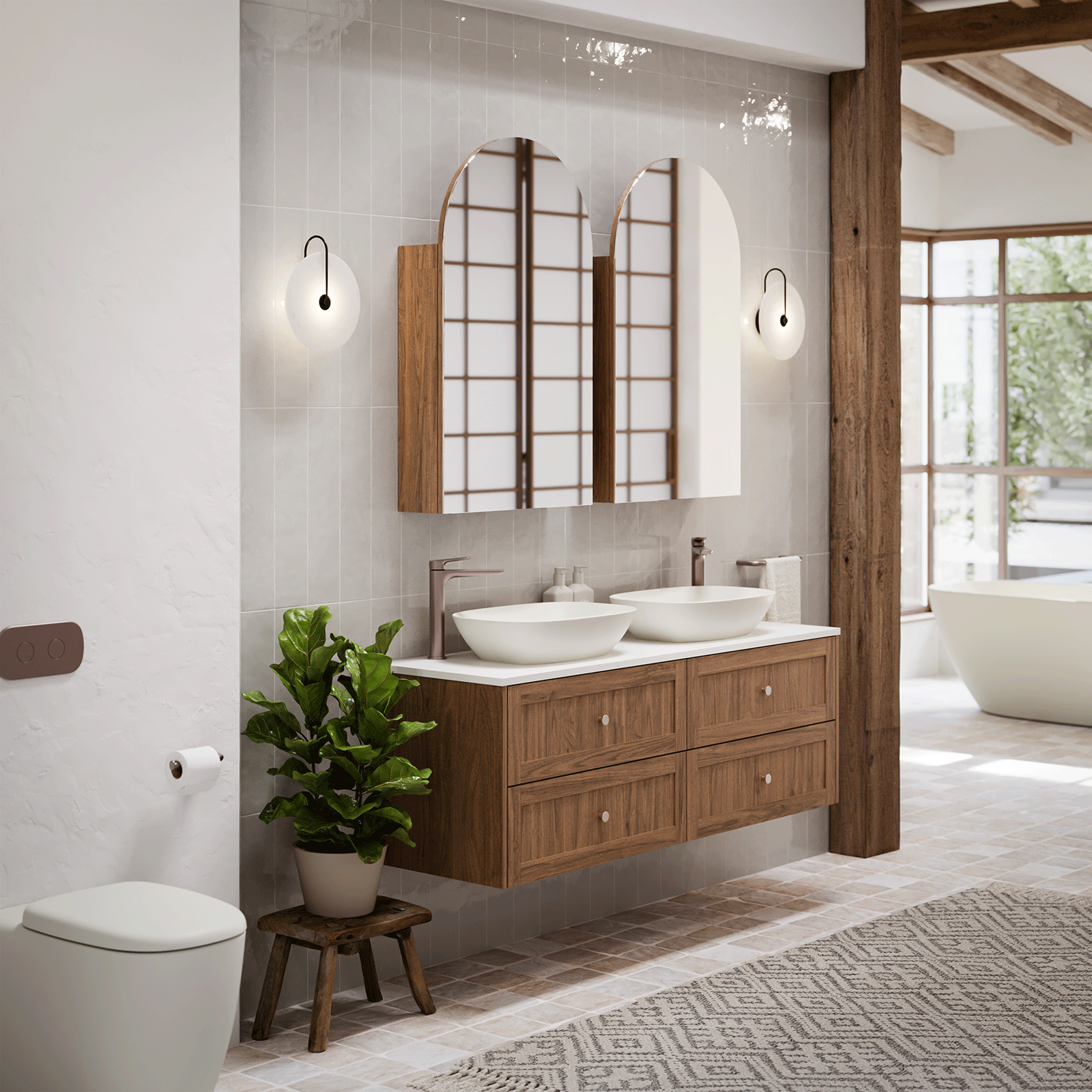 Lifestyle Beige Settlers Cobble Stone 150 x 150mm Porcelain 15COUBEM - The Blue Space