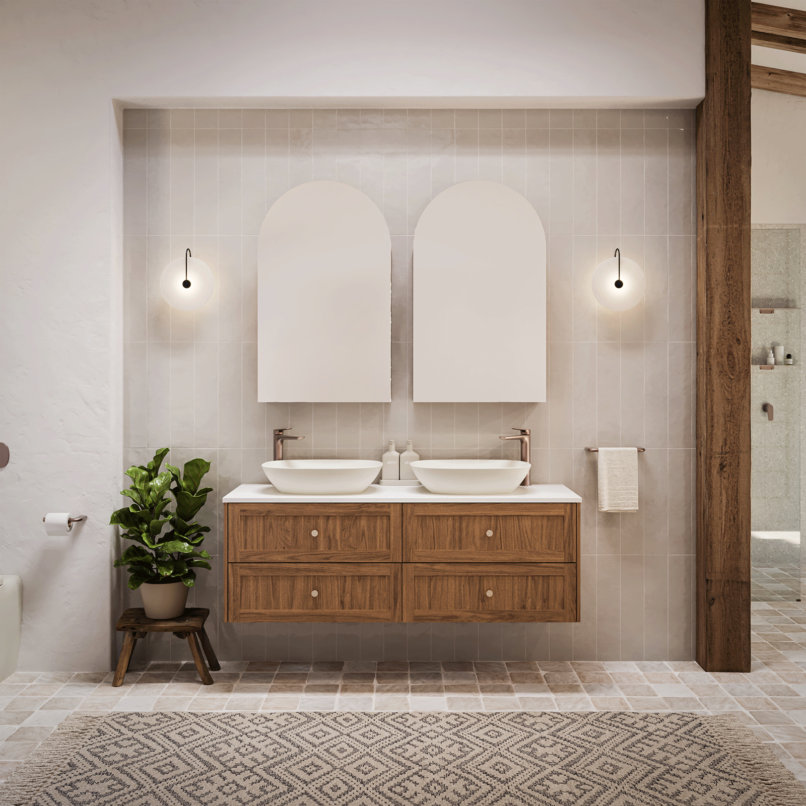 Lifestyle 3 Beige Settlers Cobble Stone 150 x 150mm Porcelain 15COUBEM - The Blue Space