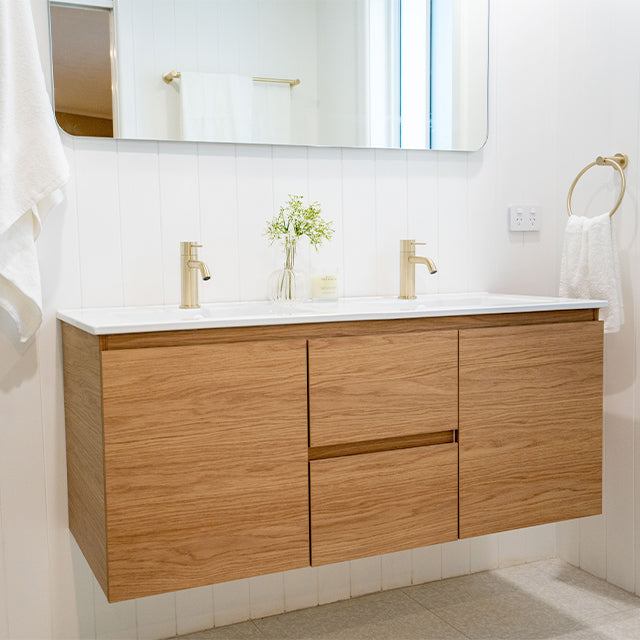 Lifestyle Caroma Liano II Basin Mixer Brushed Brass - The Blue Space