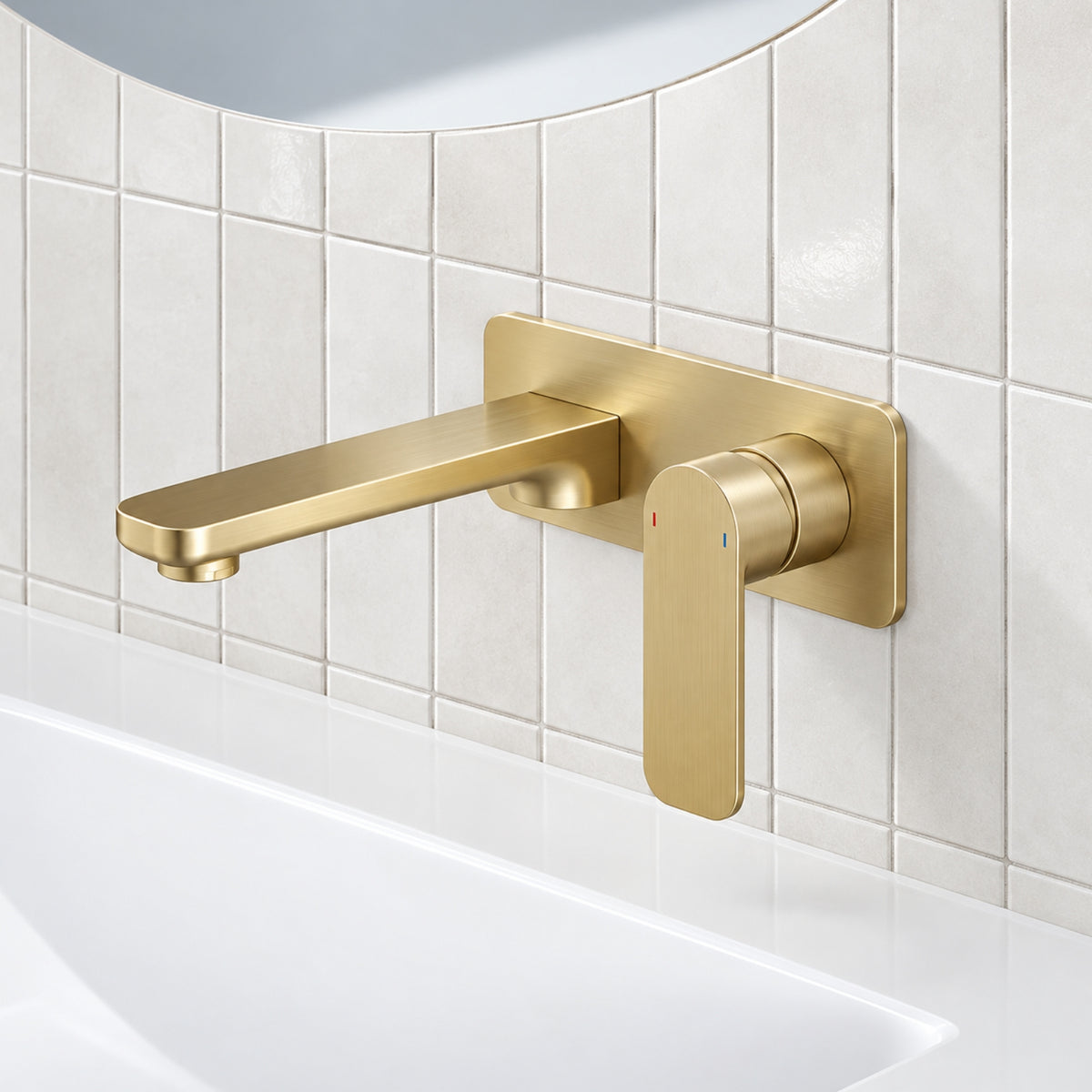 Caroma Luna Lead Free Wall Basin/Bath Mixer Brushed Brass 68186BB6AF - The Blue Space