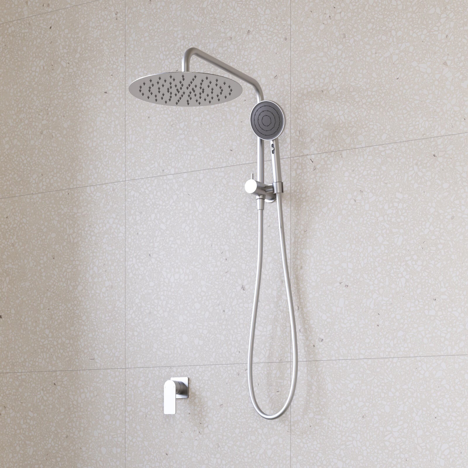 Caroma Urbane II Compact Twin Shower Mixer Brushed Nickel | The Blue Space