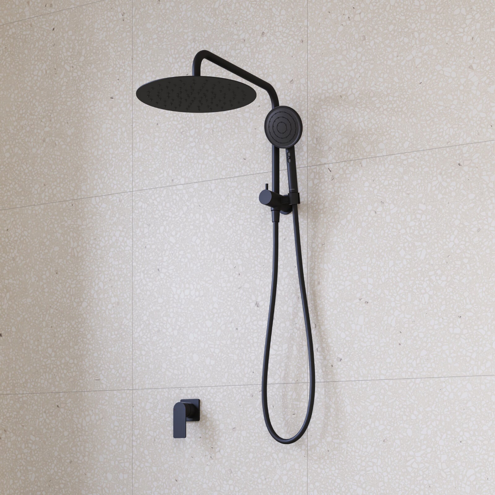 Caroma Urbane II Compact Twin Shower Mixer Matte Black | The Blue Space