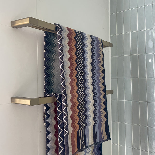 Lifestyle Caroma Urbane II Double Towel Rail 825mm Brushed Brass - The Blue Space
