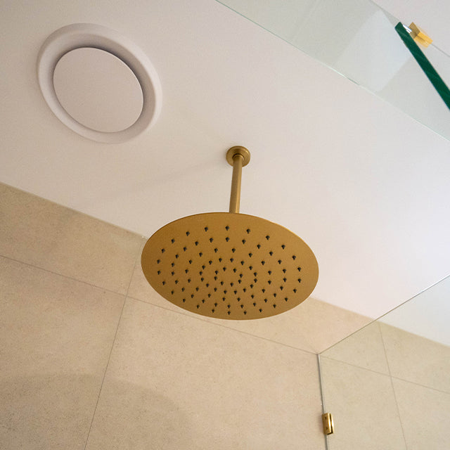 Lifestyle Caroma Urbane II Round Rain Shower Head 300mm Brushed Brass - The Blue Space