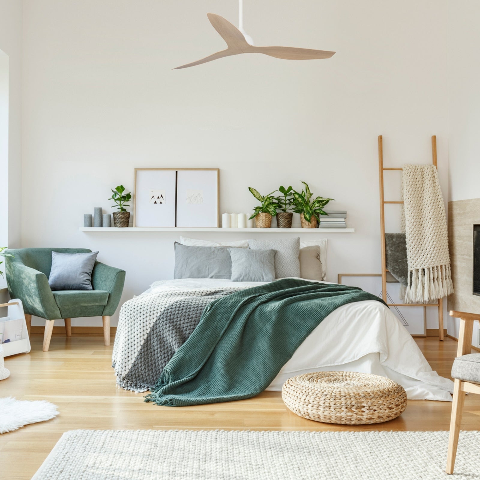 Lifestyle 2 Fanco Eco Style 52'' (132cm) DC Ceiling Fan - White and Beechwood F4010/121A - The Blue Space