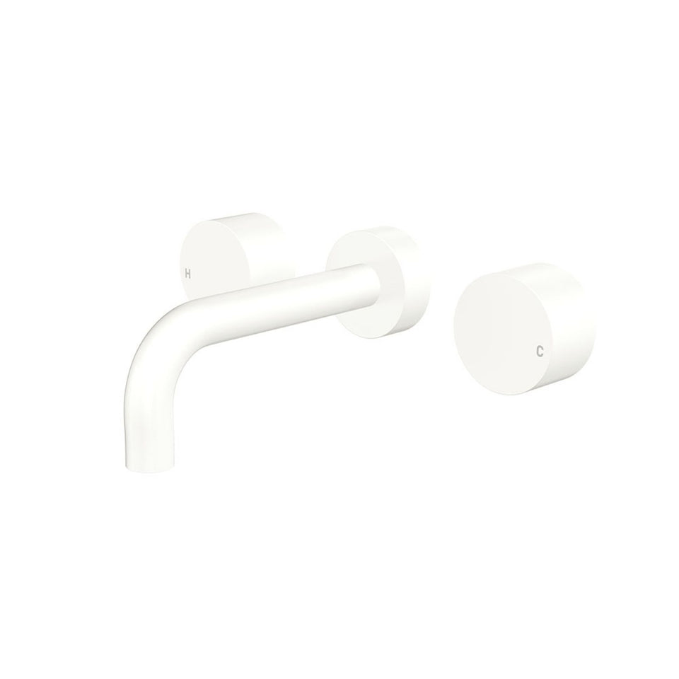 Fienza Kaya Round Taps Wall Basin/Bath 130mm Outlet Set Matte White