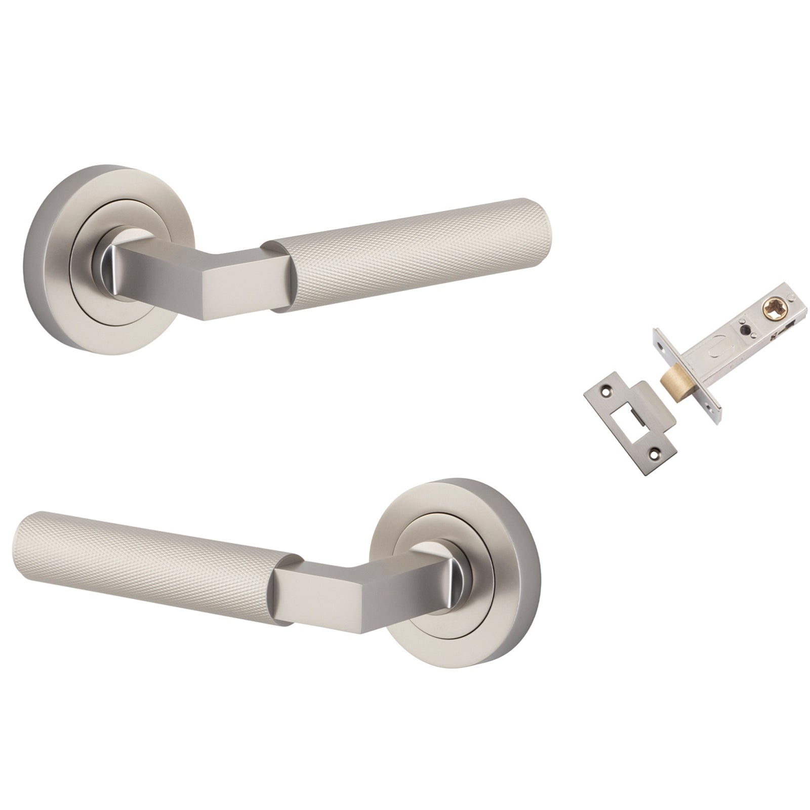 Iver Brunswick Lever Round Rose Passage Kit Satin Nickel 0359KPASS60 - The Blue Space