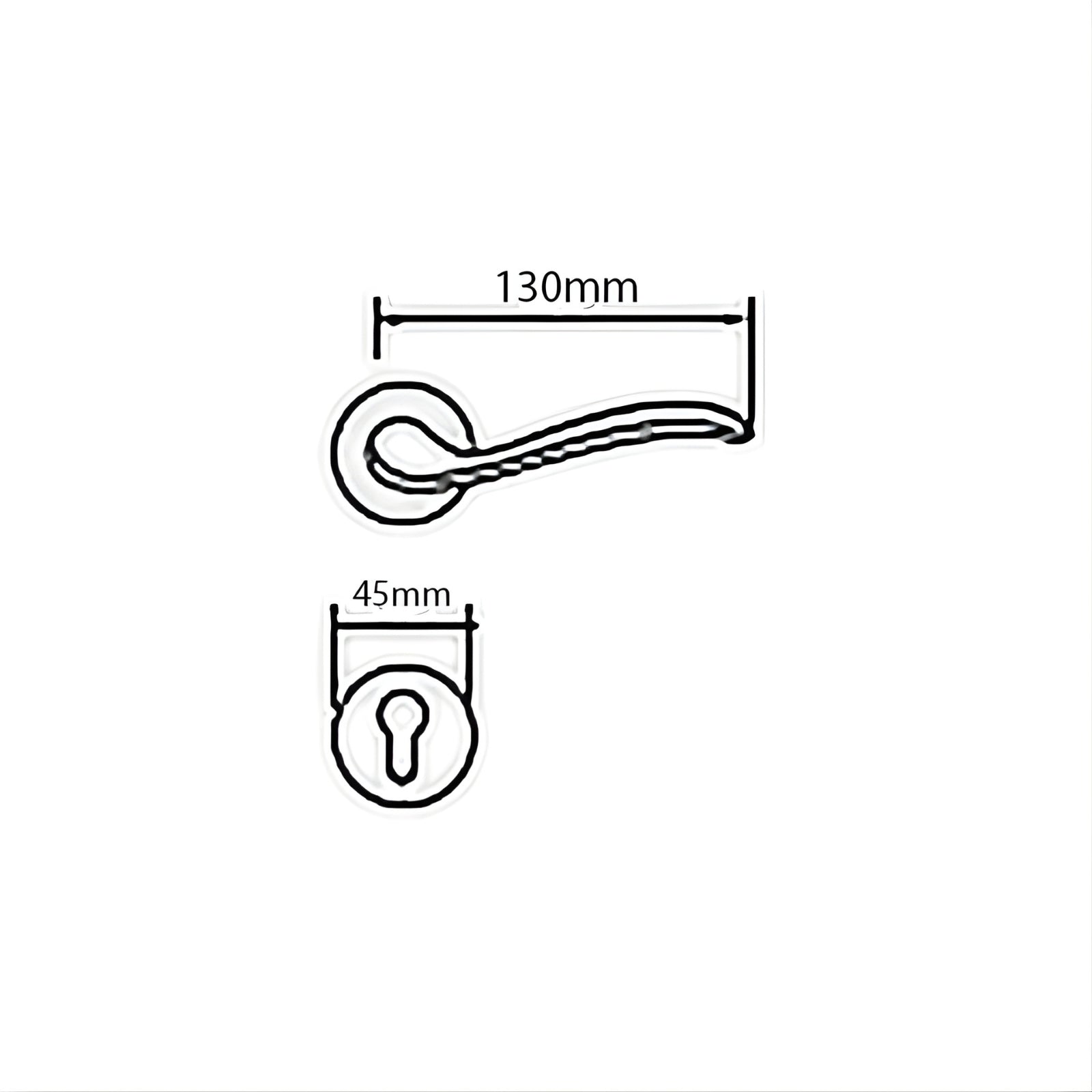 Technical Drawing Manital Tosca Passage Door Handle Set Polished Brass MAN-TS5F-OTL-PB - The Blue Space