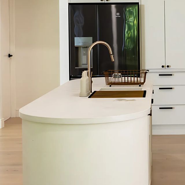 Lifestyle Meir Round Piccola Pull Out Kitchen Mixer Tap Champagne | The Blue Space