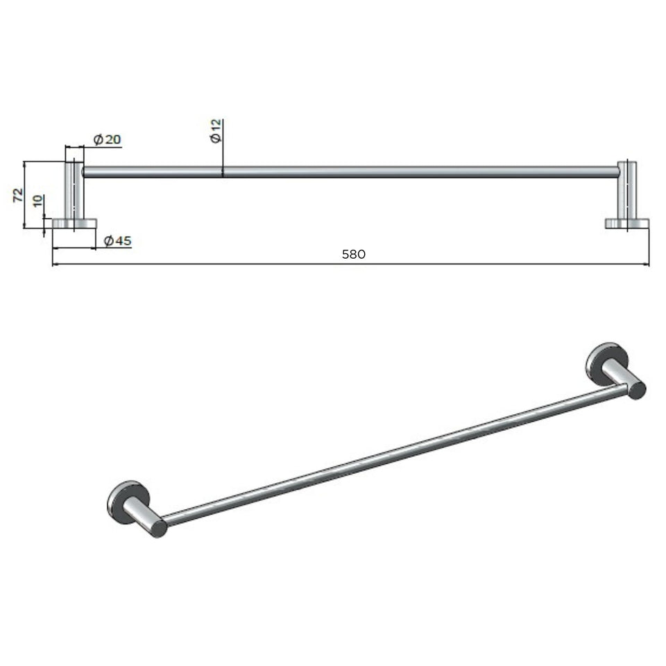 Meir Round Single Towel Rail Tiger Bronze