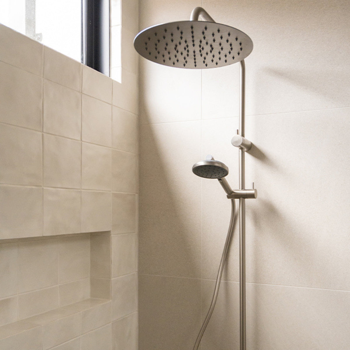Caroma Urbane II Rail Shower 300mm Overhead Brushed Nickel 99630BN3A - The Blue Space