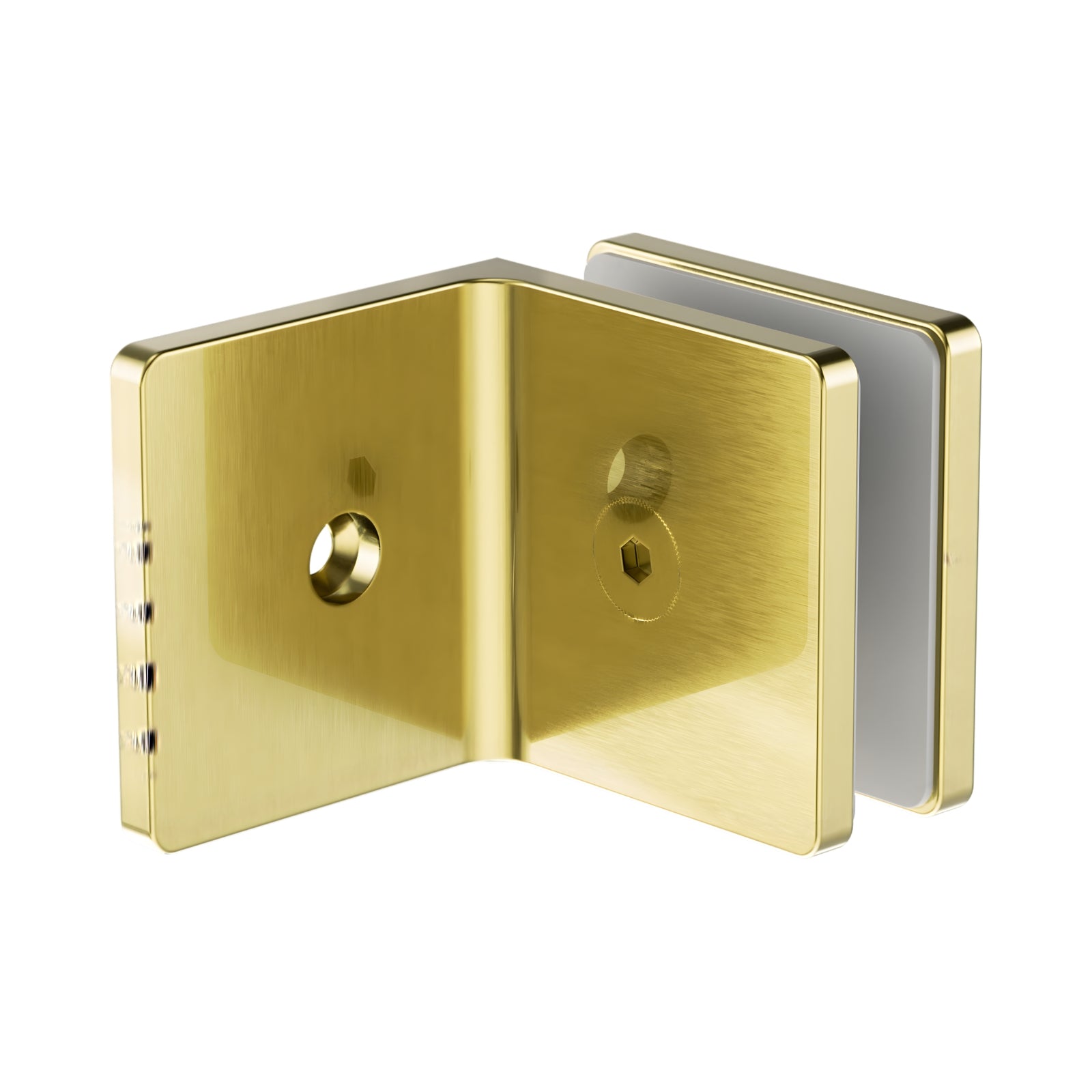 Nero 90 Degree Glass to Wall Bracket Brushed Gold NRSH204ABG - The Blue Space