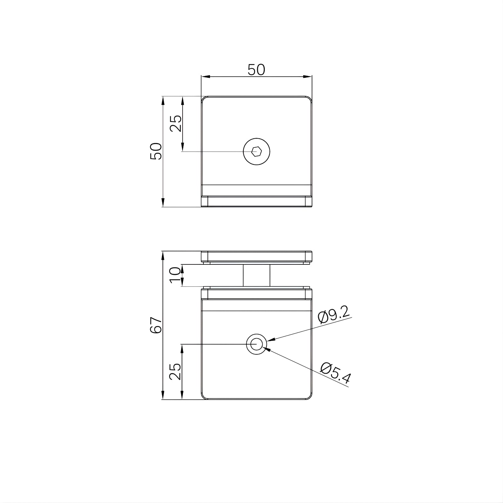 Line Drawing Nero 90 Degree Glass to Wall Bracket Brushed Gold NRSH204ABG - The Blue Space