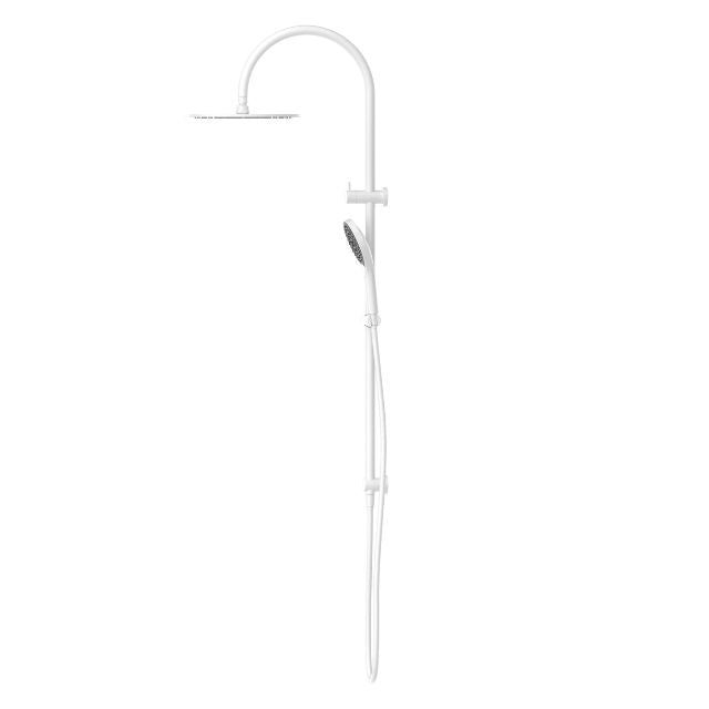 Side View Nero Mecca Twin Shower With Air Shower II Matte White - NR221905HMW - The Blue Space