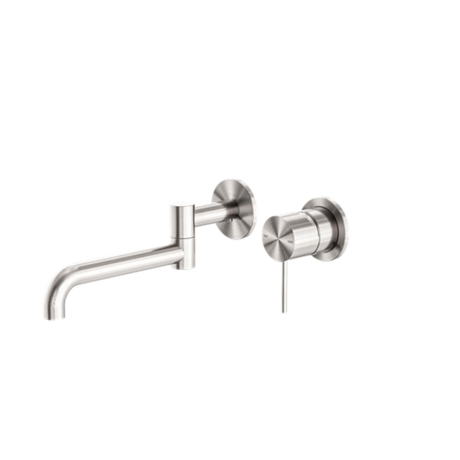 Nero Mecca Wall Basin/Bath Mixer Swivel Spout 225mm Brushed Nickel NR221910RBN-KIT - The Blue Space