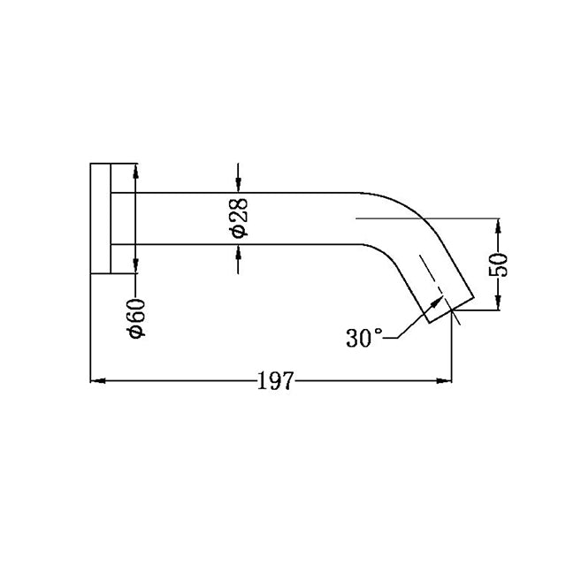 nero mecca wall mount sensor taps brushed nickel technical drawing | The Blue Space