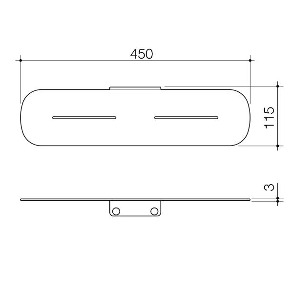 Technical Drawing Caroma Contura II Bathroom Shelf - Brushed Nickel849037BN | The Blue Space