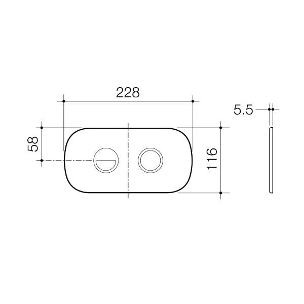 Technical Drawing Caroma Contura II Invisi Series II® Round DC Dual Flush Button Panel - Brushed Nickel 848810BN | The Blue Space