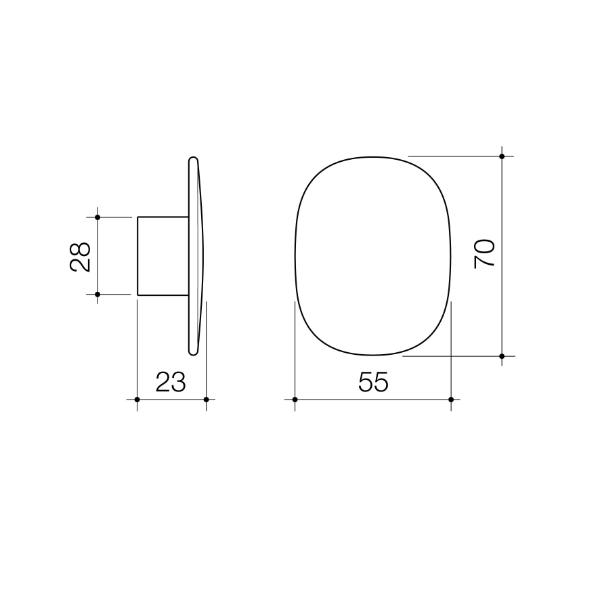 Technical Drawing Caroma Contura II Large Robe Hook - Brushed Brass 849042BB