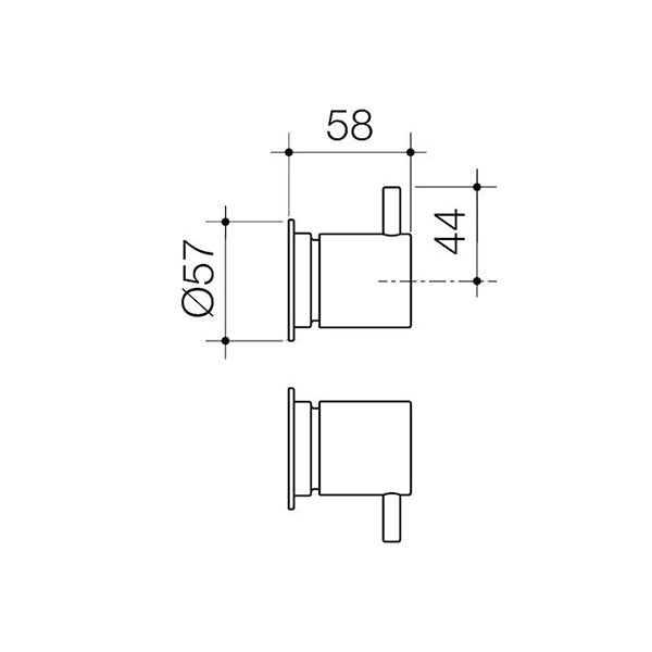 Caroma Luna Lever Wall Handle Set Technical Drawing - The Blue Space