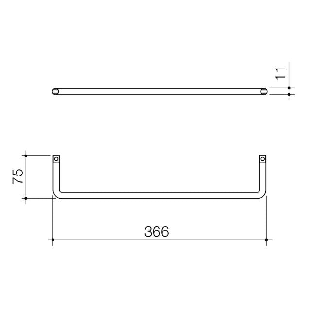 Technical Drawing Caroma Urbane II Universal Towel Rail - Chrome 96330C - The Blue Space