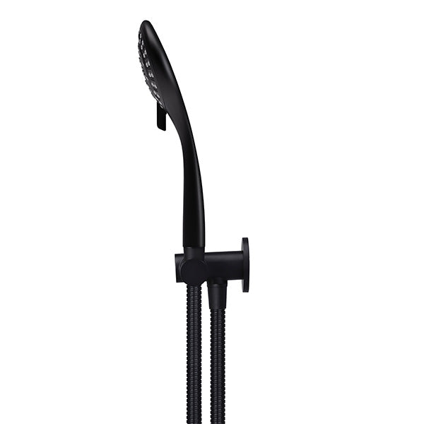 Meir 3 function hand shower on swivel outlet, side view - The Blue Space