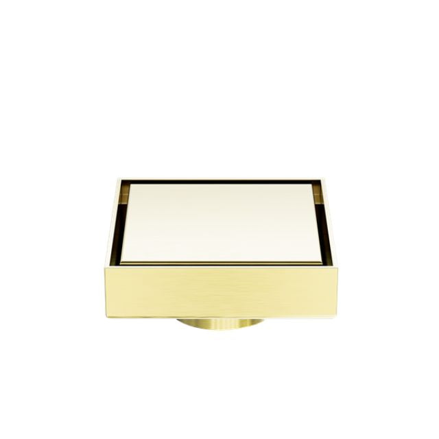 Nero 100mm Square Tile Insert Floor Waste 50mm Outlet Brushed Gold NRFW006BG - The Blue Space