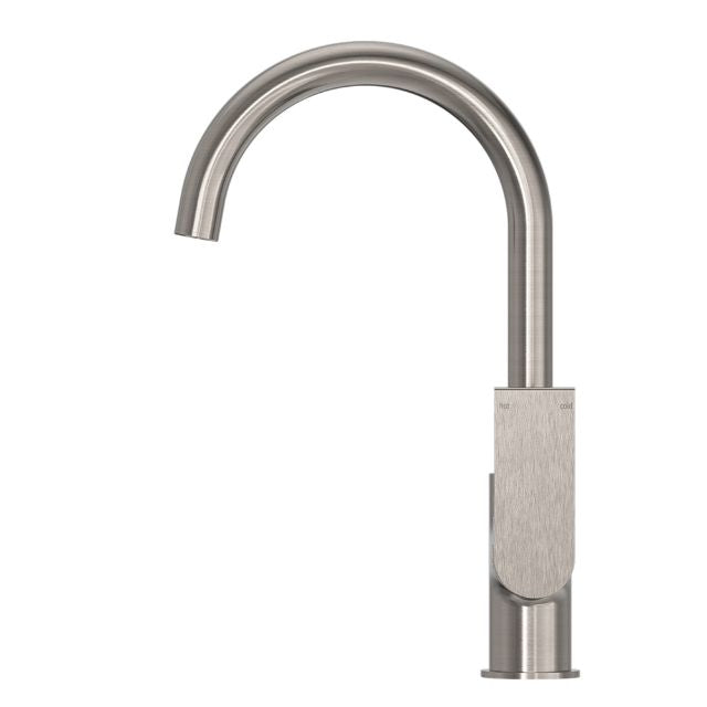Nero Bianca Kitchen Mixer Gooseneck Spout Brushed Nickel