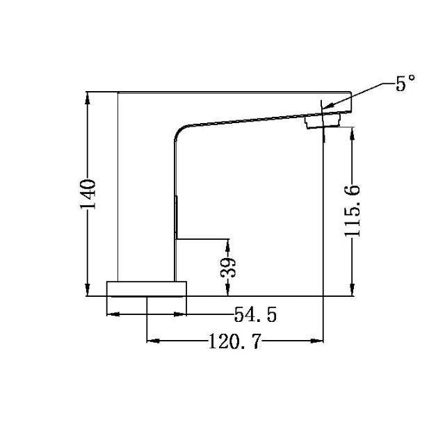 Technical Drawing Nero Bianca Sensor Tap Matte BlackNR403MB - The Blue Space
