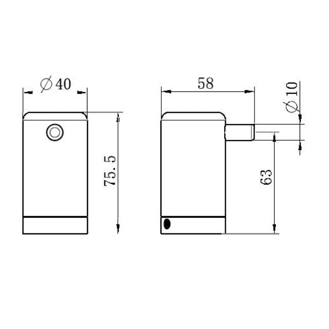 Technical Drawing Nero Mecca Care 25mm Wall Hook Brushed Nickel NRCR2582BN - The Blue Space
