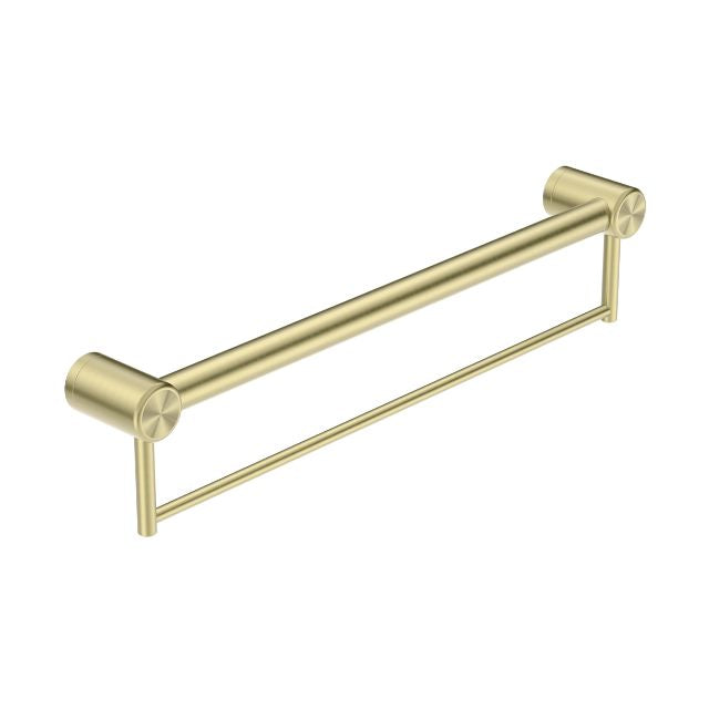 Nero Mecca Care 32mm Grab Rail With Towel Holder 600mm Brushed Gold