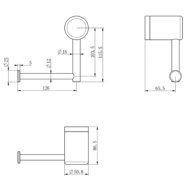 Technical Drawing Nero Mecca Care Heavy Duty Toilet Roll Holder Brushed Bronze NRCR3286BZ - The Blue Space